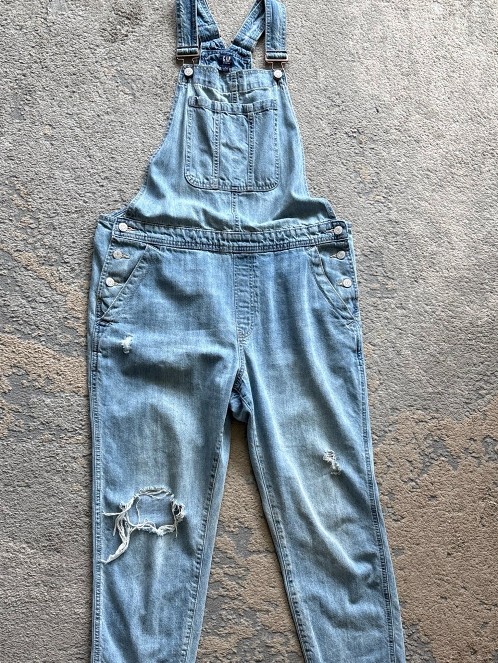 GAP Light Blue Distressed Denim Women’s Overalls